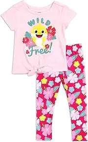[Baby Shark] Toddler Girls' Tie-Front Top and Leggings Set