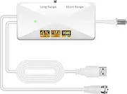 TV Antenna Amplifier Signal Booster, 25dB High Gain Powerful Antenna Booster for TV Antennas Indoor Outdoor, Adjustable Reception Range, Low Noise & Clears Up Pixelated Amplifier (White, Compact)