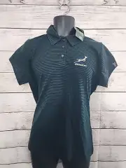 NWT SARUGBY South Africa Springbok Green Polo Rugby Jersey Shirt Large (K3)