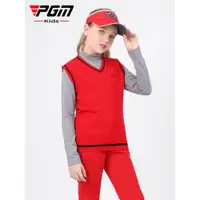 在飛比找ETMall東森購物網優惠-PGM兒童高爾夫馬甲女童夏季童裝背心青少年保暖絲光羊毛衣服裝