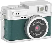 Jectse Mini Keychain Camera, Retro Micro Digital Camera with 0.96 Inch Color Screen, 1080P Tiny Compact Pocket Video Recorder with Flash Light 6 Filters for Travel Learning (Green)