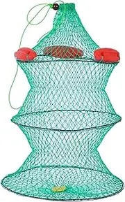Fishing Folding Mesh Cage, Crab Net,Crab Basket Crab Traps for Fishing, Fishing Net Mesh Fish Trap, Portable Folded Fishing Net Trap Fish Basket, Drawstring Fishing Basket for All Types of Fish