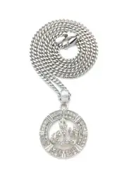 Ice Bling Small ALLAH Pendant With 3mm 20" Cuban Link Chain