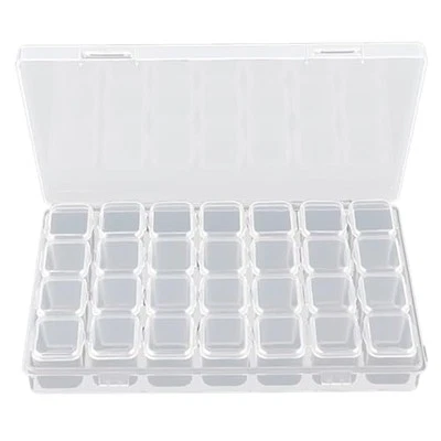 Bead Organizer Box Small Bead Storage Containers 28 Grids bead case Transparent
