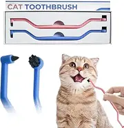 XUEPETT 2 Pcs Dual Sided Cat Toothbrush with Micro Brush Head, Anti-Slip Curved Handle, Cat Dental Care Supplies Eliminates Bad Breath and Reduces Plaque Tartar Formation
