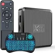 Android TV Box 11.0, X98Q Android TV Box 2GB RAM 16GB ROM with Wireless Keyboard, Android Box with Amlogic S905W2 Quad Core 64 Bits, AV1 4K 3D USB 3.0 BT 4.2 TV Box,2gb+16gb