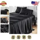 Breathable Twin Bed Set: Silky Soft Black Sheets & Pillowcase, Bamboo Derived