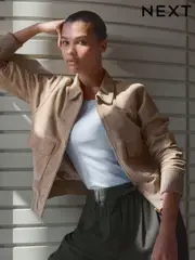 Neutral Real Suede Bomber Jacket (E13674) | $257