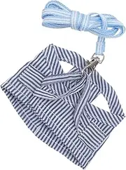 Happyyami Small Pet Harness and Leash Cotton Stripe Chest Strap Vest for Guinea Pig Chinchilla Rabbit Rat Squirrel Hedgehog Ferret S Blue Outdoor Walking Accessory