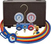 Mastercool (98660-PROM Blue R134A and R-12 Dual Manifold Gauge Set with Can Tap