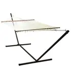 2-Person Polyester/Cotton Rope hammock with Steel Stand - Natural by Sunnydaze