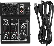 SOULONG Soundboard Mixer, 2 Channel Sound Card Mixing Console Digital Sound Mixer with USB Powered, for DJs, Musicians, Home Studio Recording, DJ Live Broadcast, Karaoke