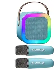 Portable Wireless Speaker - Microphone and Speaker Set,Portable Wireless Small Karaoke Singing Speaker with 2 Mic for Birthday, Family,Home Party