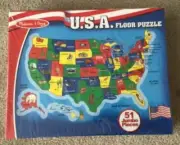 Melissa & Doug USA Floor Puzzle - 51 Jumbo Pieces - Brand New Sealed 2 x 3 Feet