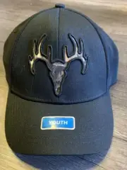 Field & Stream Youth Tonal Deer Stretch Fit Black Hat OSFM
