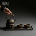 禾陽粗陶功夫茶具套裝家用復古一壺兩杯茶壺茶杯家用茶盤溫茶底座