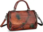 [LRTO] Genuine Leather Satchel Purses for Women Vintage Handmade Handbag Crossbody Shoulder Bag