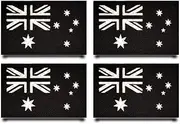 [Tuyatezhi] 4 Pieces Black Reflective Australia Flag Patch Tactical Embroidered Emblem Fastener Hook & Loop Applique Military Funny Patches for Clothes,Jeans,Jacket,Backpacks,Hats,Vest,Bags,Caps
