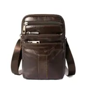 Men Genuine Leather Shoulder Bag Messenger Crossbody Handbag Vintage Storage Bag Outdoor Travel