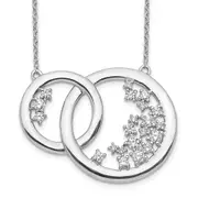14k White Gold Real Diamond Interlocking Circle Necklace