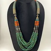 Masterpiece Old Tibetan Nepalese Traditional Turquoise Coral Beautiful Necklace