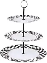 Porlien Checker Pattern 3 Tier Cake Stand, Cupcake Display Stand, Serving Tray, Platters, Cupcake Tower, Display Desserts Holder for Desserts, Cupcakes, Cookies and Pastry