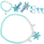 [BESPORTBLE] 1Set Snowflake Jewelry Includes Necklace Earrings Ring and Bow Hair Accessories Pearl and Glitter Design for for Birthdays and Special