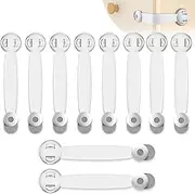 Gautio Child Safety Cabinet Locks, Baby Proof Drawer Strap Locks with Safe Quick & Easy 3M Adhesive, Kid Safety Cupboard Latches for Dishwasher, Fridge, Door, Trash Can, Oven, Toilet Seat, no Tools Need or Drill (10 PCS)