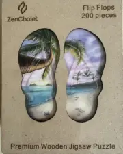 Wooden Jigsaw Puzzle for Adults by ZenChalet - 200 Pieces - Flip Flops
