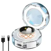 Smart Ring Tracker Enamel Flower Pattern Ring for Women & Man, Sleep&Exercise Monitor, IP68 Waterproof Activity Trackers with Charging Case(8#)