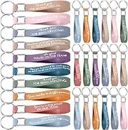 Nosiny 30 Pcs Thank You Keychain Bulk Employee Appreciation Gift Inspirational Silicone Key Ring for Coworker Team Volunteer