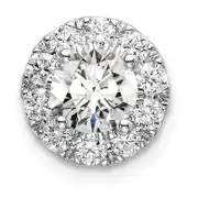 14k White Gold 1 Ct. Lab Grown Diamond VS/SI+ G+ Round Halo Chain Slide Pendant