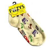 Foozys Women's Ankle Socks: Musical Notes; Cream; Women's Size 9-11