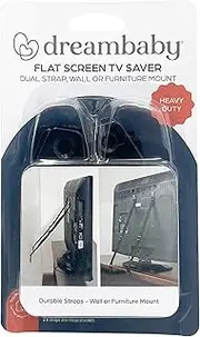 Dreambaby Flat Screen TV Saver Child Safety Straps - Anti-Tip Furniture Security Anchors - Adjustable Strap - Black - Model L860