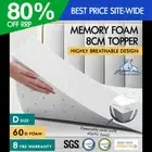 STARRY EUCALYPT Memory Foam Topper Ventilated Mattress Bamboo Cover 8cm Double