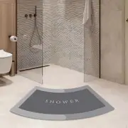 Curved Bath Mat, Toilet Non-Slip Bathtub Floor Rug for Quadrant Shower Cubicle, gray
