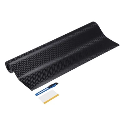1Set Carbon Fiber Vinyl Wraps 12" x 9.8ft Self-Adhesive W Scraper Black