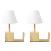 Sherwood Set of 2 Marie Wooden Bedside Table Lamp with Bookshelf