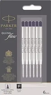[PARKER] QuinkFlow Ink Refill for Ballpoint Pens, Fine Point, Black Pack of 6 Refills (1782467)