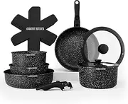 Country Kitchen 13 Piece Pots and Pans Set - Safe Nonstick Cookware Set Detachable Handle, Kitchen Cookware with Removable Handle, RV Cookware, Oven Safe (Black)