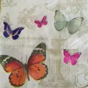 PAPER NAPKINS/ SERVIETTES PK20 BUTTERFLIES PAPILLONS LIGHT BACKGROUND 2PLY