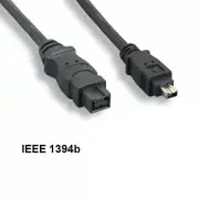 Kentek 3ft IEEE-1394b 9 Pin to 4 Pin Firewire Cable 400Mbps iLINK DV PC Black