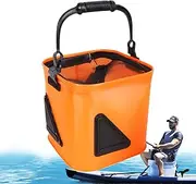 Live Bait Bucket - Foldable Wider Handle Fish Bucket | Multi-Functional Fish Tackle Storage Bags & Wraps Box for Transport Kayaks Camping Beach Boat