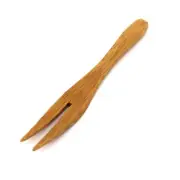 Reusable Bamboo Wooden Appetizer Cocktail Forks Picks 3.7" Carbonized Brown