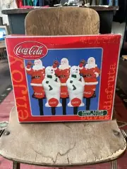 VINTAGE Set Of 5 COKE COCA-COLA Santa Polar Bear 10" Christmas Lawn Lights