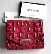 BRAHMIN SMALL VERONICA ROSE OMBRE MELBOURNE LEATHER TRI-FOLD WALLET NWT