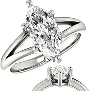 [Generic] Customize Jewel 9.0 Carat Marquise Excellent Moissanite Six Prong Set Split Shank Engagement Wedding Bridal Ring In Silver 925 With 18k White Gold Plating For Women,D-VVS1, Medium, Moissanite Silver