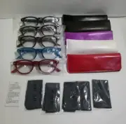 5 Pairs Readers Spring Hinged Round Reading Glasses Men & Women +2.50