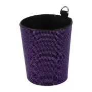 Car Trash Can Portable Air Vent Rhinestone Faux Leather Trash Bin Purple 1 Pcs