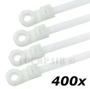 400 Pcs Lot - 8" Mount Head Screw Nail Hole Cable Zip Wire Tie 50 lbs - White